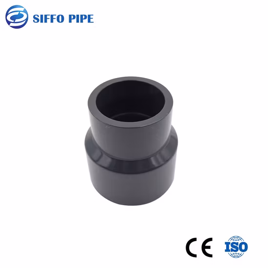 Alta calidad 1.0MPa / 1.6MPa Acoplamiento de tubería de plástico para plomería Acoplamiento y accesorios reductores de tubería de PVC Acoplamiento de tubería de presión UPVC para suministro de agua
